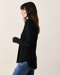 NSF Hal Rib L/S Henley T in Black