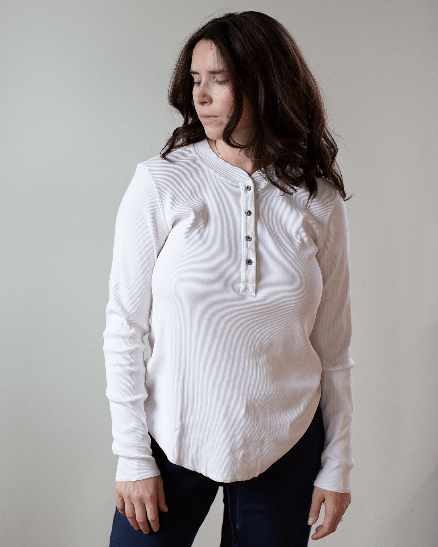 NSF Hal Rib L/S Henley T in Ivory