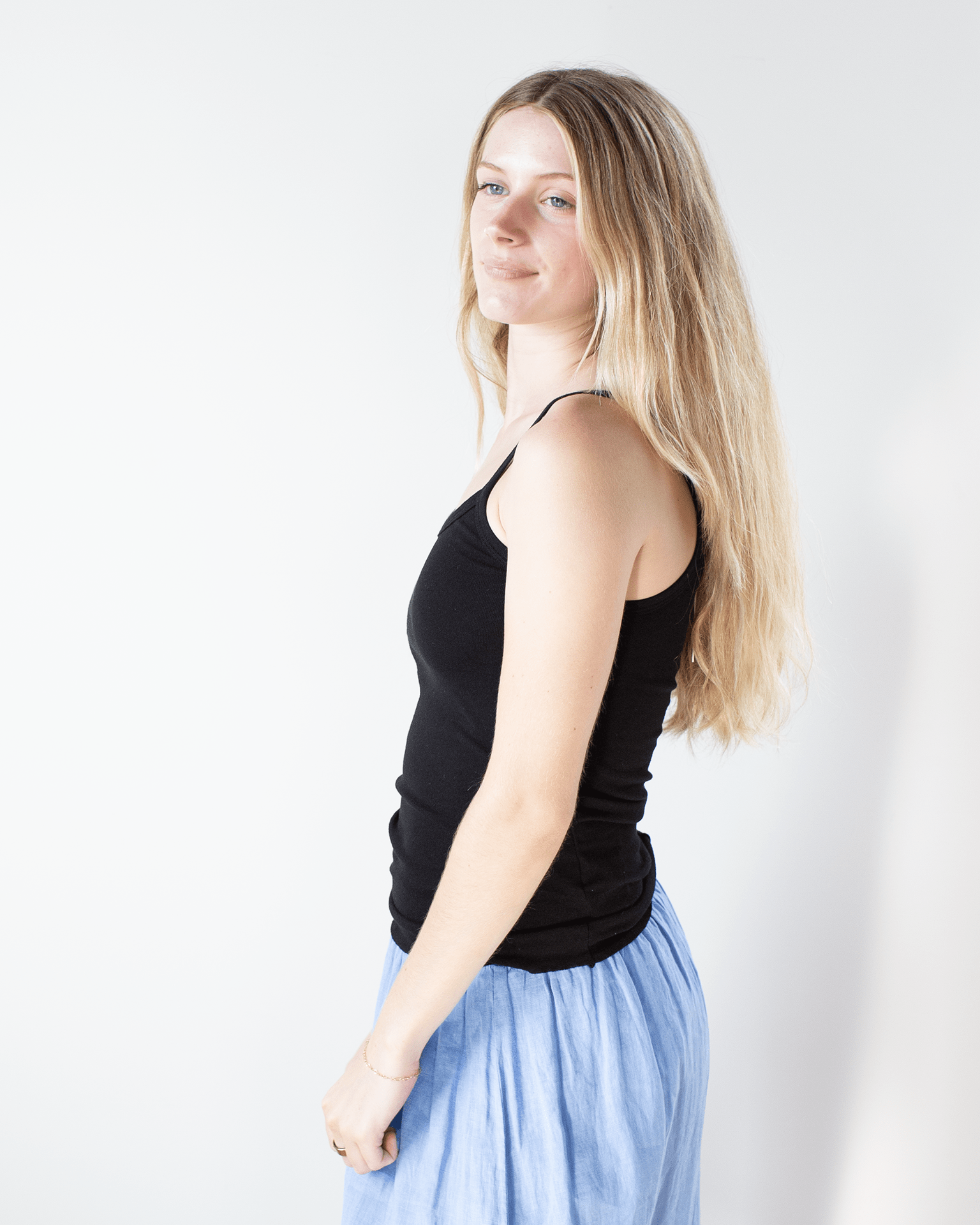 NSF Kai Fitted Rib Cami Tank in Black