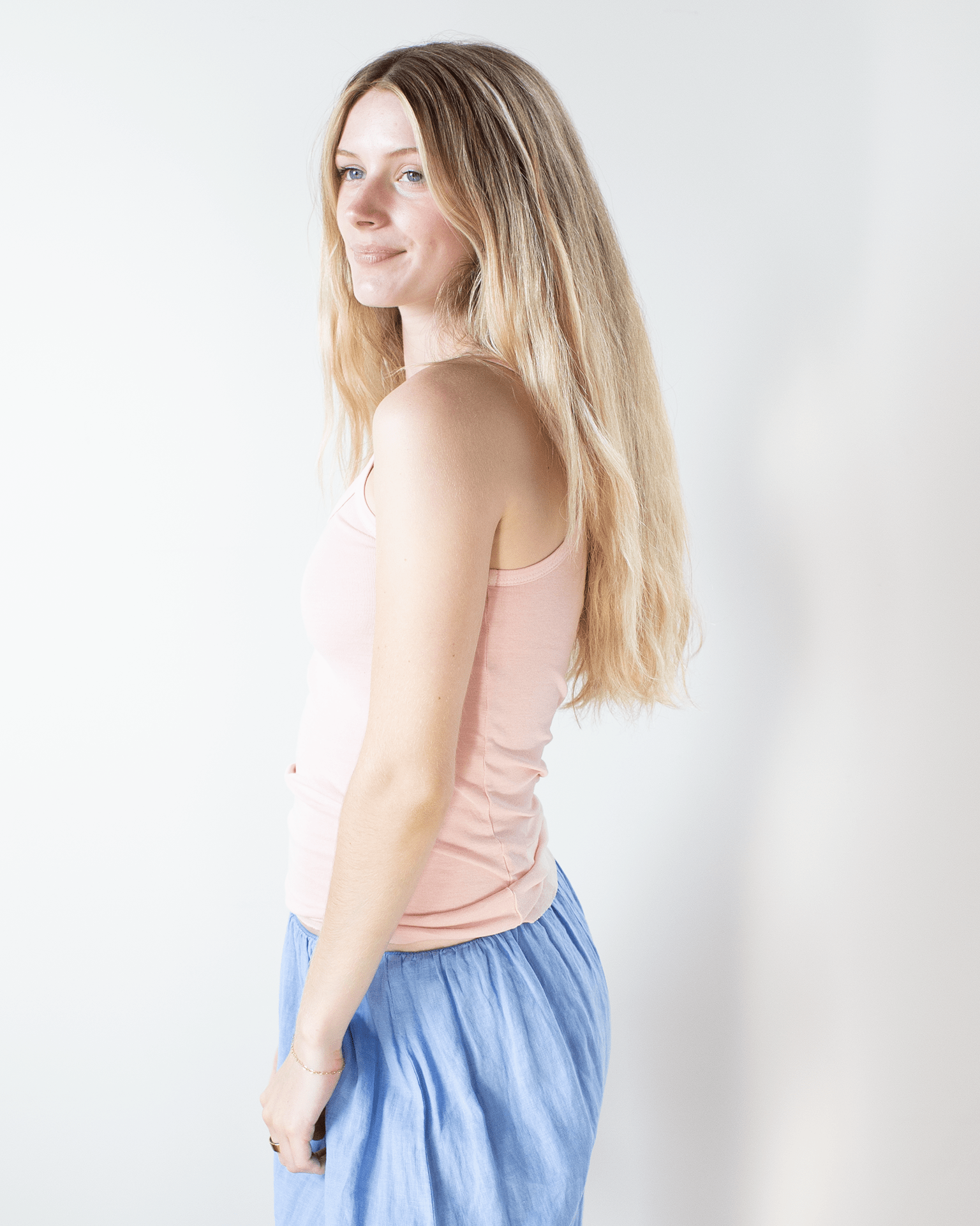 NSF Clothing Kai Fitted Rib Cami Tank in Rosy