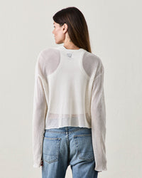 NSF Laurel Boxy Mesh L/S Crew T in Soft White