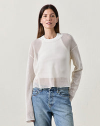 NSF Laurel Boxy Mesh L/S Crew T in Soft White