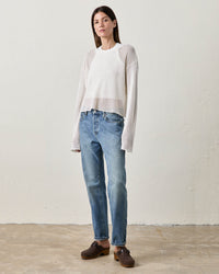 NSF Laurel Boxy Mesh L/S Crew T in Soft White
