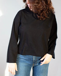 NSF Loffler Slub L/S Crew T in Black