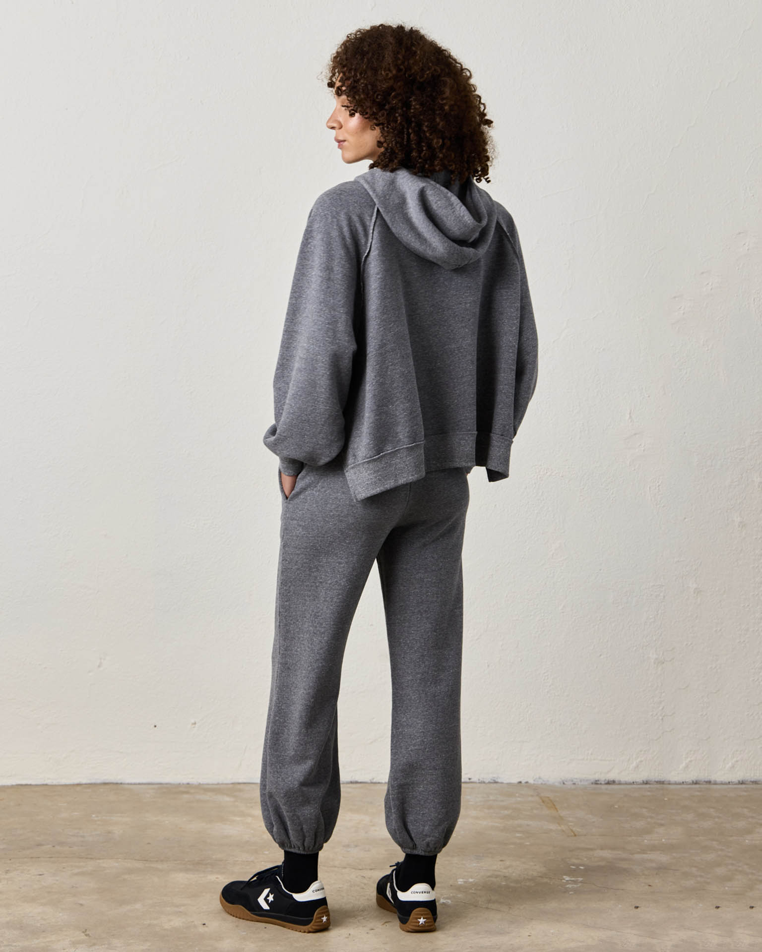NSF Luma Oversize FT Poncho in Charcoal Heather Grey