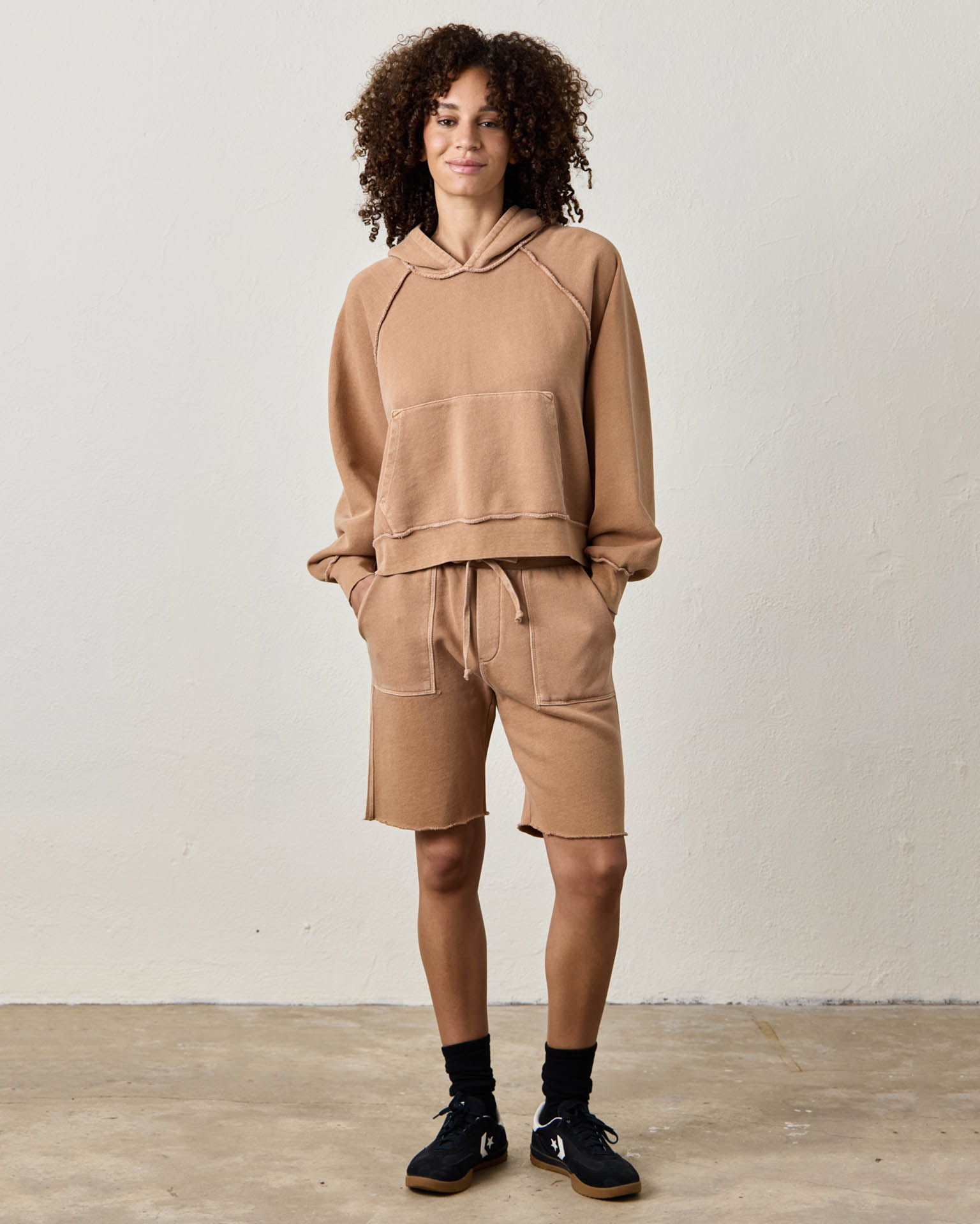 NSF Clothing Luma Oversize FT Poncho in Faded Caramel