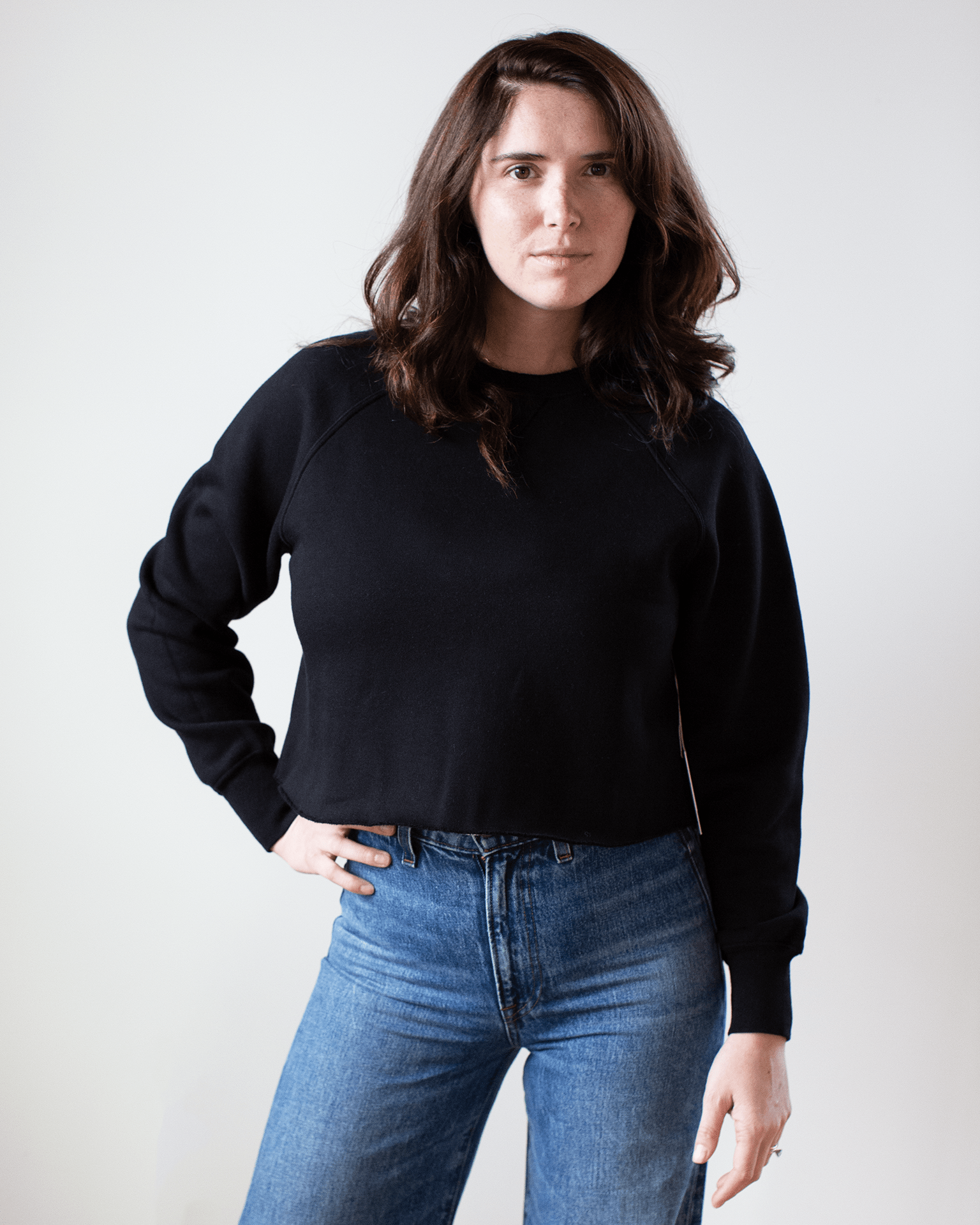 NSF Marco Crop Vintage Crew in Black