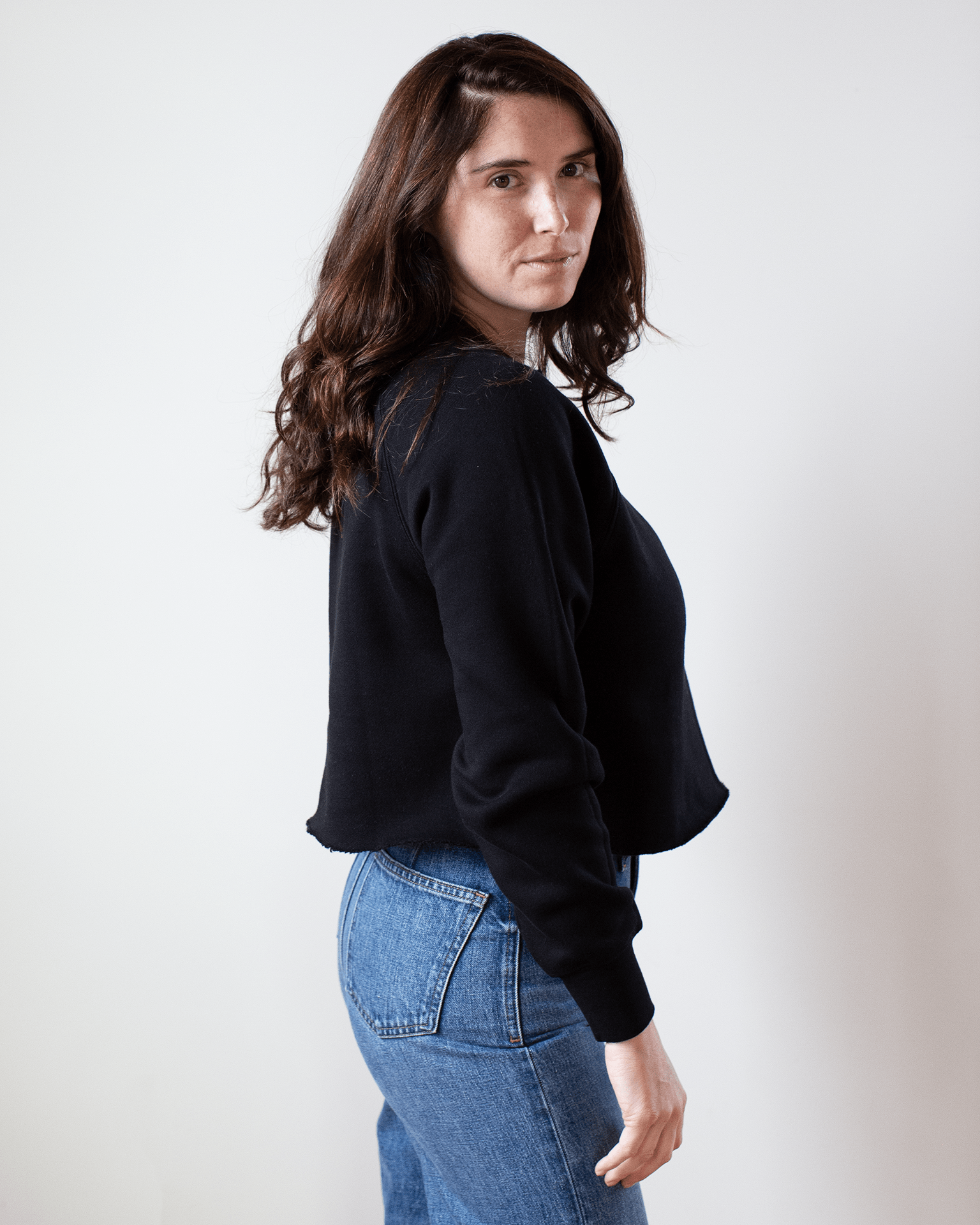 NSF Marco Crop Vintage Crew in Black