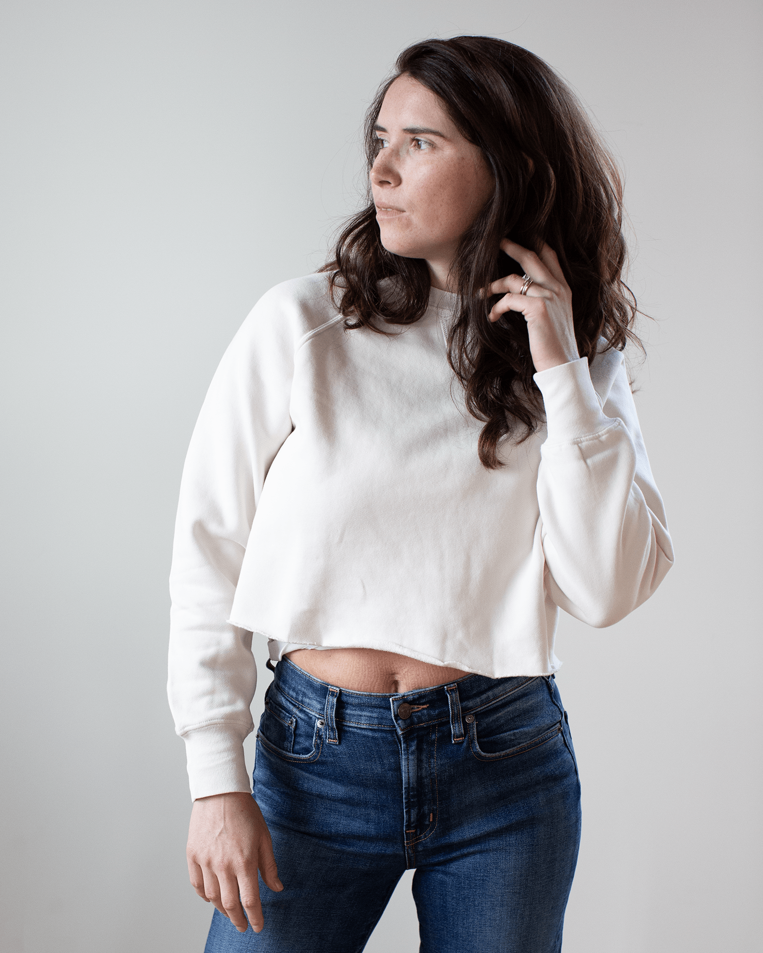 NSF Marco Crop Vintage Crew in Ivory