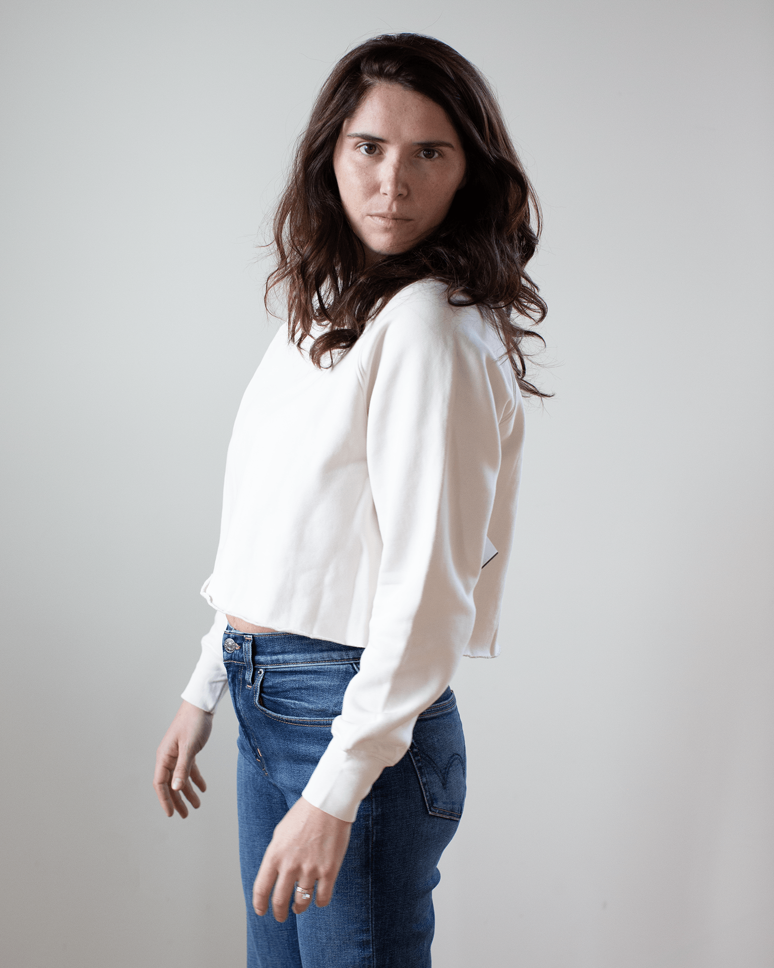 NSF Marco Crop Vintage Crew in Ivory