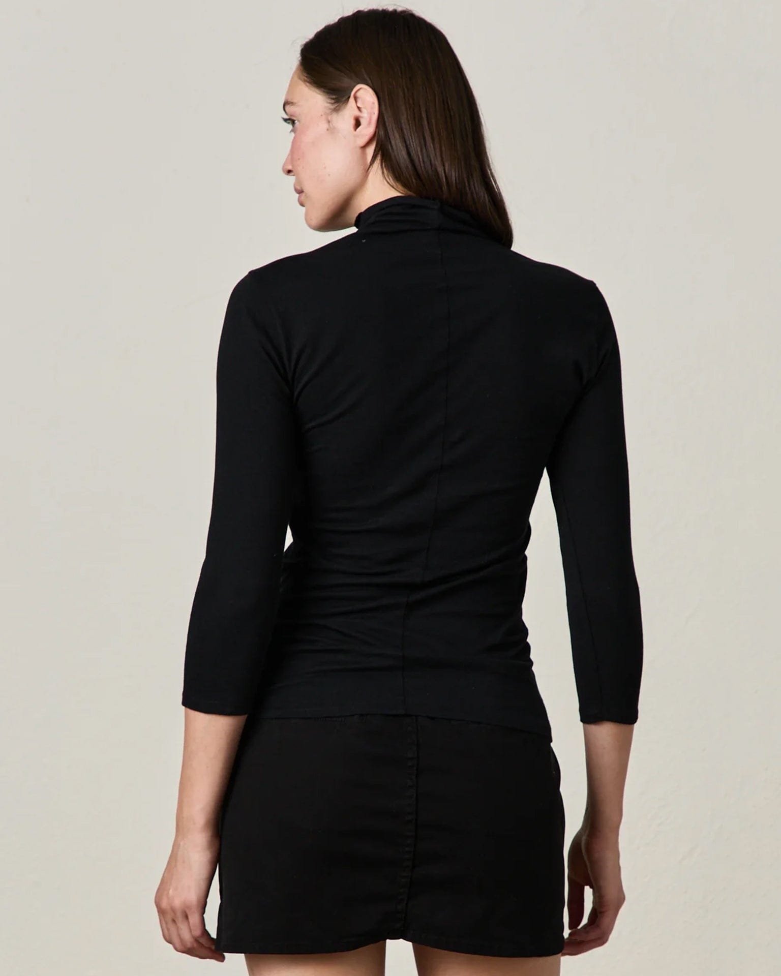 NSF Petra 3/4 Sleeve Mock Neck in Black