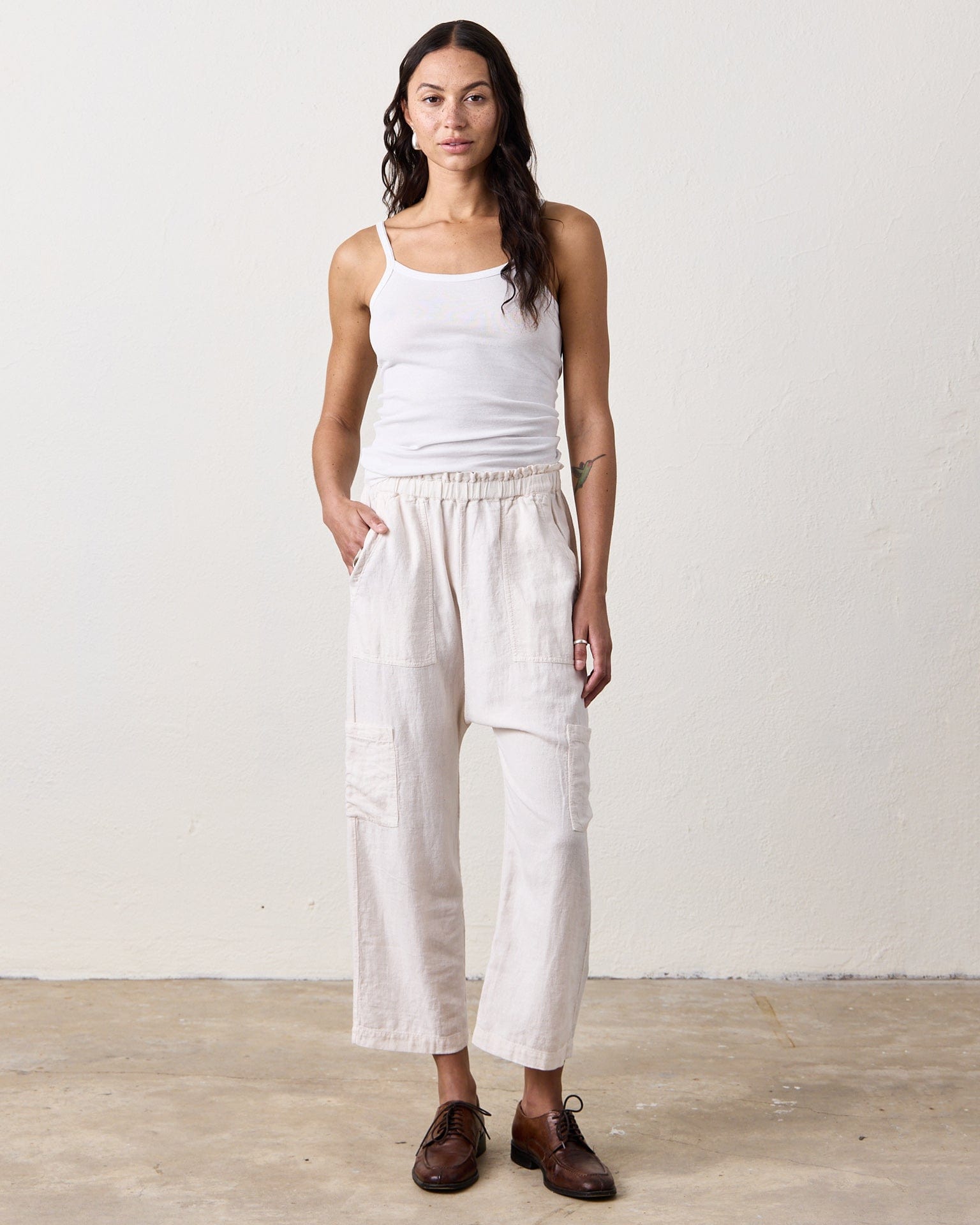 NSF Shailey Paperbag Waist Pants in Chalk