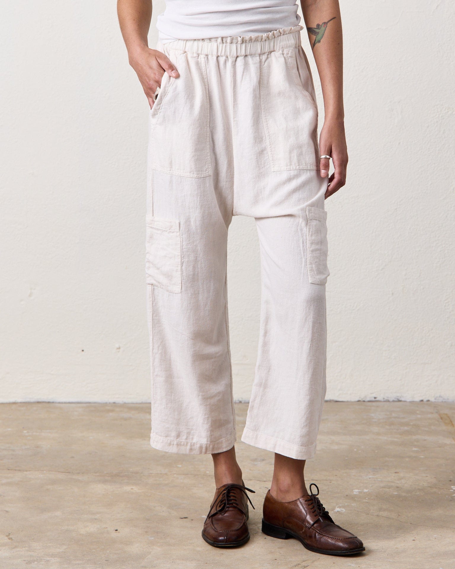 NSF Shailey Paperbag Waist Pants in Chalk