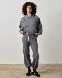 NSF Clothing Shane Billow Melange Terry Sweatpant in Charcoal Heather Grey