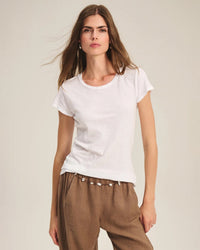 Odelia Short Sleeve Crew Neck Top in White - Bliss Boutiques