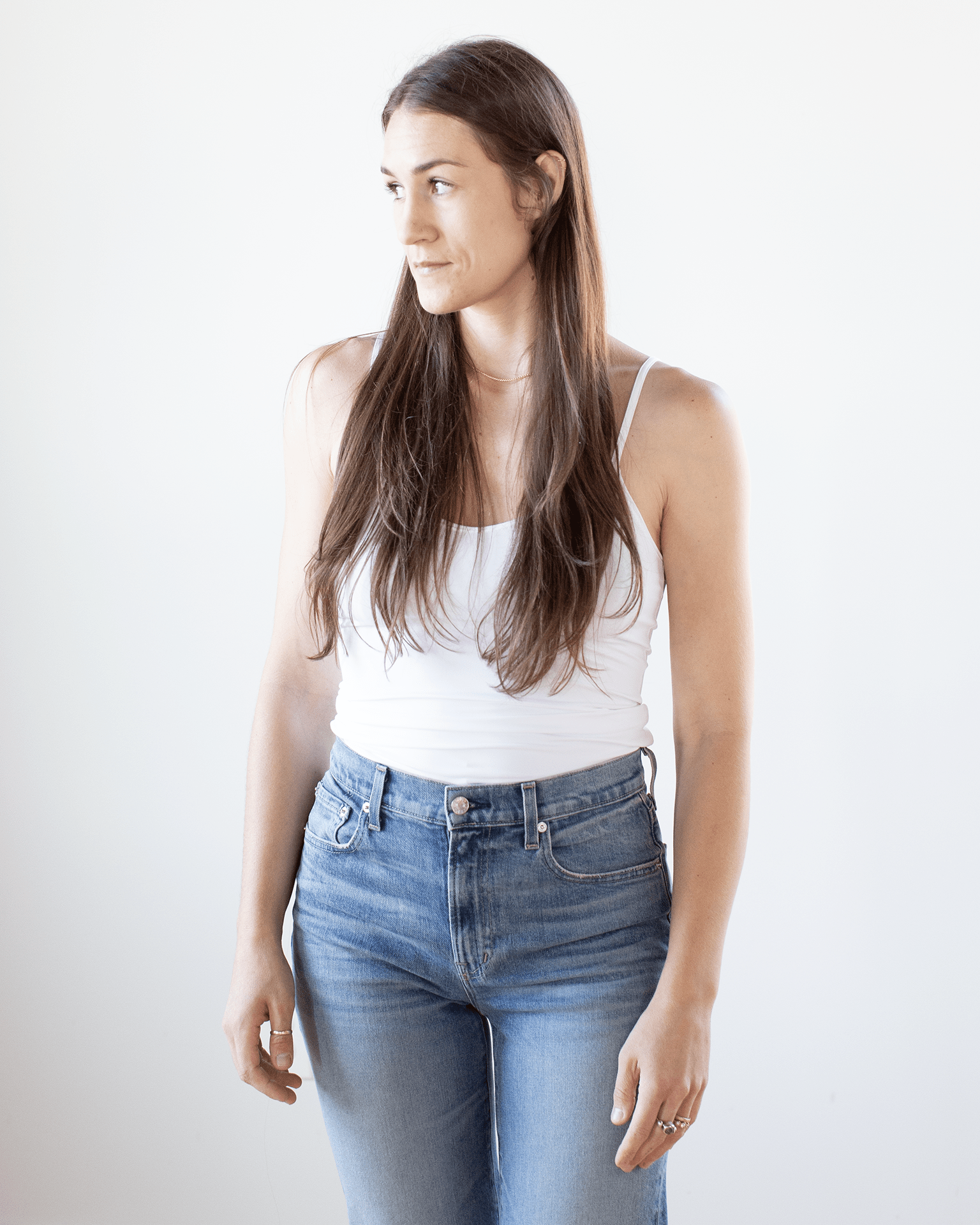 Del Adjustable Strap Cami in White