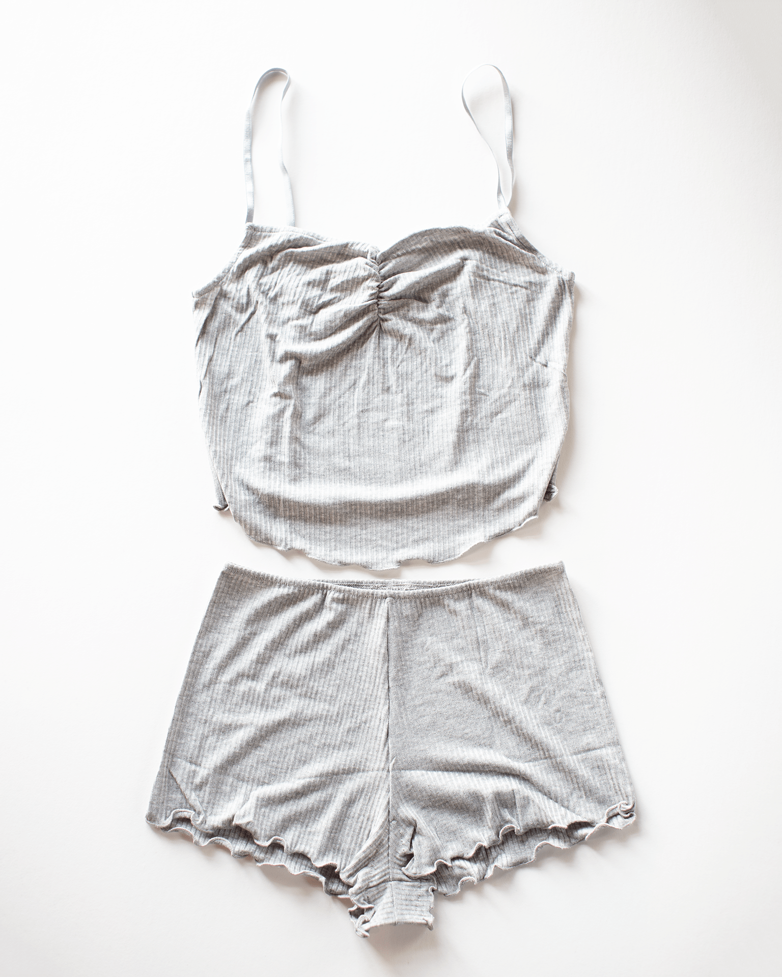 Only Hearts Pinch Front Cami & Pamela Short Set in Heather Grey