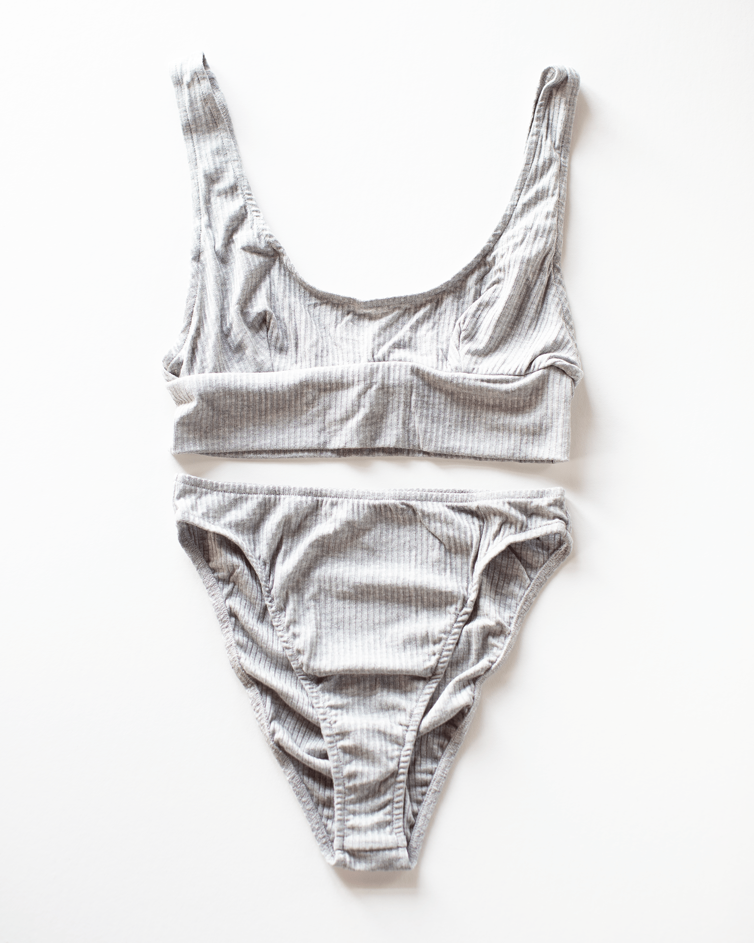 Only Hearts Tank Bralette & High Cut Brief Set in Heather Grey