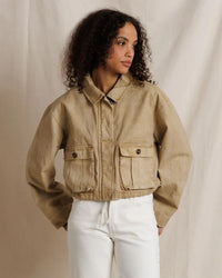 Paloma - Cotton Canvas Crop Jacket in Warm Ochre