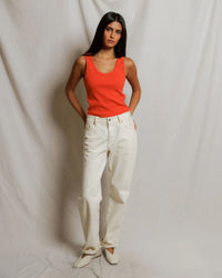 perfectwhitetee Blondie - Structured Rib Bra Friendly Tank in Clementine 2 - Bliss Boutiques