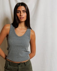 perfectwhitetee Blondie - Structured Rib Bra Friendly Tank in Dark Heather Grey 2 - Bliss Boutiques