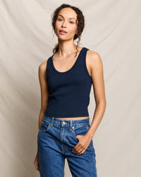 perfectwhitetee Blondie - Structured Rib Bra Friendly Tank in Navy 1 - Bliss Boutiques