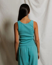 perfectwhitetee Blondie - Structured Rib Bra Friendly Tank in Teal Blue 4 - Bliss Boutiques