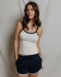 perfectwhitetee Cherry - Cotton Ringer Tank in Bright Ivory + Navy 1 - Bliss Boutiques