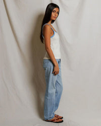 perfectwhitetee Cherry - Cotton Ringer Tank in Bright Ivory + Pacific Blue 4 - Bliss Boutiques