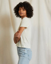 perfectwhitetee Harley - Cotton Short Sleeve Boxy Crew Tee in Bright Ivory 3 - Bliss Boutiques