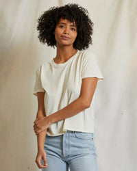 perfectwhitetee Harley - Cotton Short Sleeve Boxy Crew Tee in Bright Ivory 1 - Bliss Boutiques