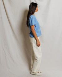 perfectwhitetee Harley - Cotton Short Sleeve Boxy Crew Tee in Pacific Blue 4 - Bliss Boutiques