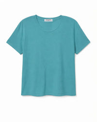 perfectwhitetee Harley - Cotton Short Sleeve Boxy Crew Tee in Teal Blue 5 - Bliss Boutiques
