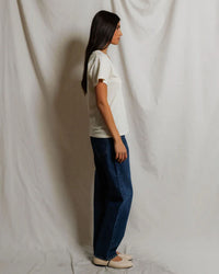 perfectwhitetee Hendrix - Cotton Short Sleeve Boxy V Neck Tee in Bright Ivory 4 - Bliss Boutiques