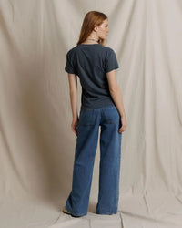 perfectwhitetee Hendrix - Cotton Short Sleeve Boxy V Neck Tee in Turbulence 4 - Bliss Boutiques