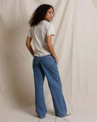 perfectwhitetee Hendrix - Cotton Short Sleeve Boxy V Neck Tee in Whitecap Grey 4 - Bliss Boutiques