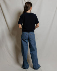perfectwhitetee Kennedy - Core Fleece Short Sleeve in Navy 6 - Bliss Boutiques