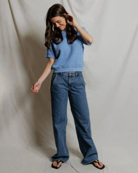 perfectwhitetee Kennedy - Core Fleece Short Sleeve in Pacific Blue 3 - Bliss Boutiques