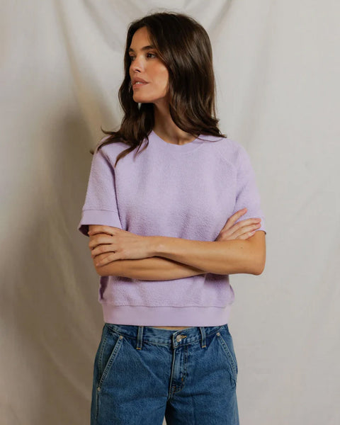 perfectwhitetee Kennedy - Core Fleece Short Sleeve in Ultraviolet