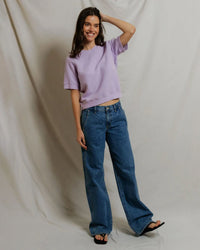 perfectwhitetee Kennedy - Core Fleece Short Sleeve in Ultraviolet 2 - Bliss Boutiques
