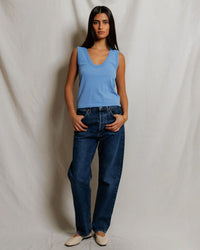 perfectwhitetee Khara - Crispy Cotton Tank in Pacific Blue 2 - Bliss Boutiques