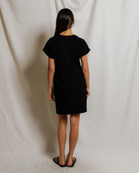 perfectwhitetee Laurie - Japanese Jersey Short Sleeve Dress in True Black 4 - Bliss Boutiques