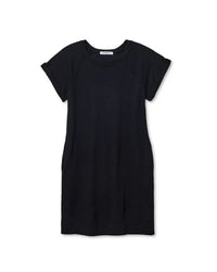 perfectwhitetee Laurie - Japanese Jersey Short Sleeve Dress in True Black 5 - Bliss Boutiques
