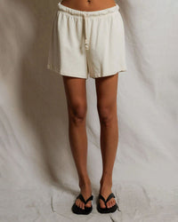 perfectwhitetee Layla - French Terry Sweat Shorts in Bright Ivory 1 - Bliss Boutiques