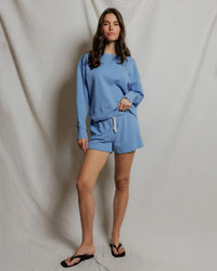 perfectwhitetee Layla - French Terry Sweat Shorts in Pacific Blue 2 - Bliss Boutiques