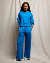 perfectwhitetee Mikos Wideleg Pant with Stripe in Cobalt 2 - Bliss Boutiques