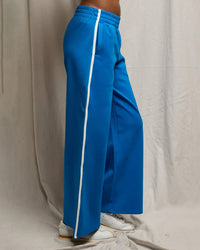 perfectwhitetee Mikos Wideleg Pant with Stripe in Cobalt 3 - Bliss Boutiques