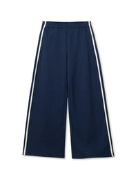 perfectwhitetee Mikos Wideleg Pant with Stripe in Navy 3 - Bliss Boutiques