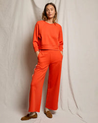 perfectwhitetee Mikos Wideleg Pant with Stripe in Tomato 2 - Bliss Boutiques