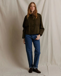 perfectwhitetee Raine Cotton Canvas Jacket in Dark Olive 2 - Bliss Boutiques